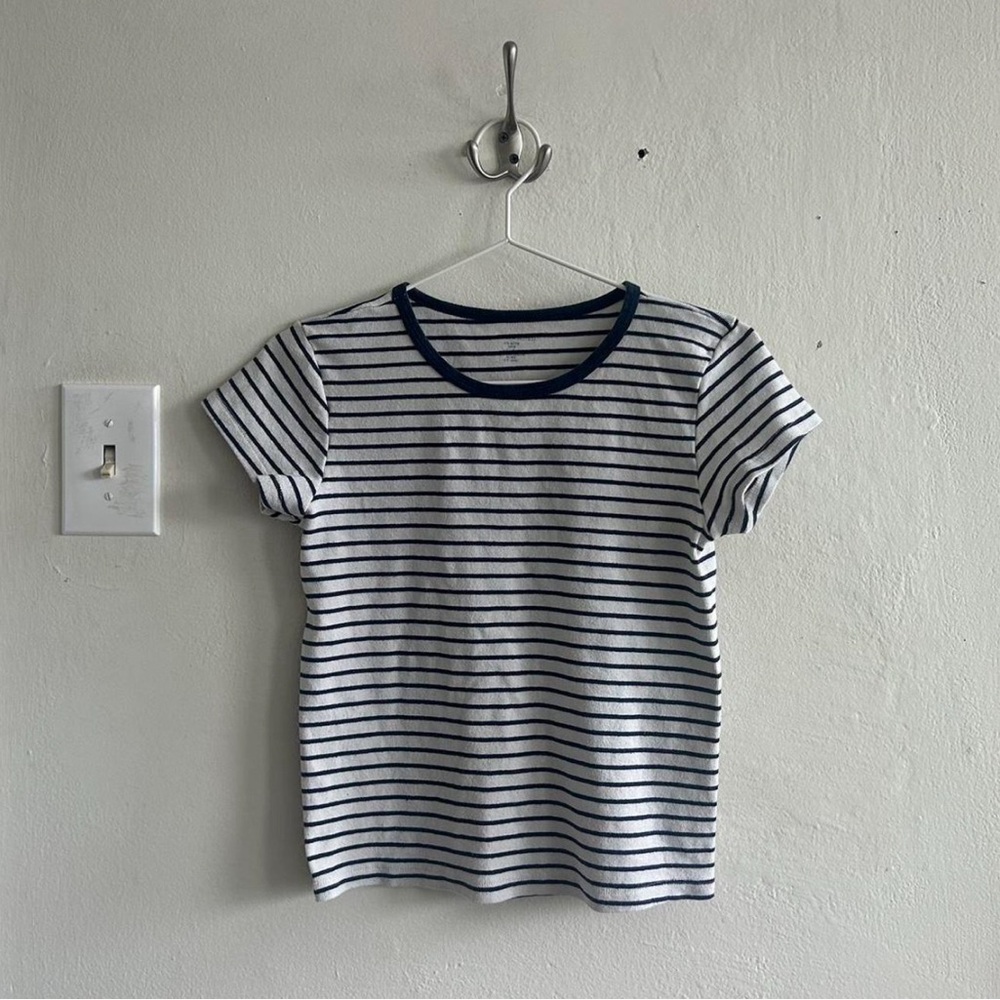 Brandy Melville Navy and White Striped Tee